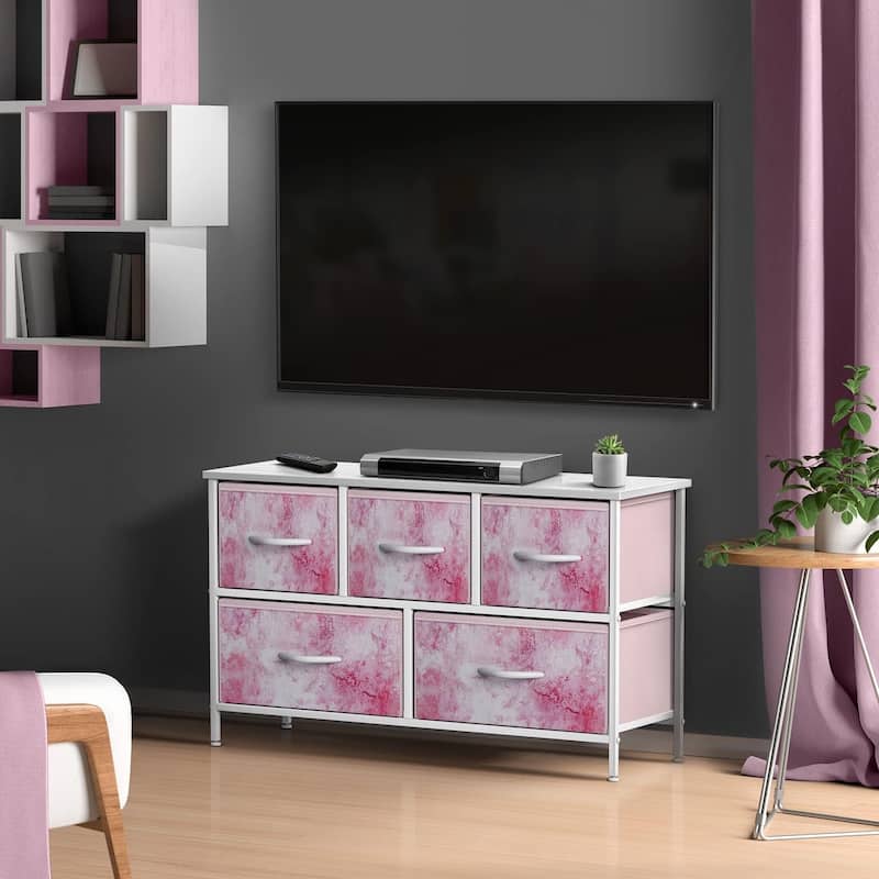Dresser w/ 5 Drawers Furniture Storage Chest for Home, Bedroom