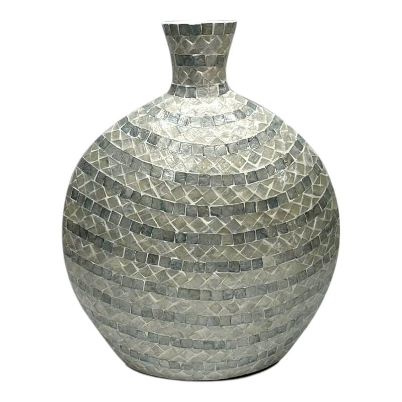 Shell Canvas Modern Decorative Vase Coastal Contemporary Single Vessel - 16.25" x 7.5" x 19.75"