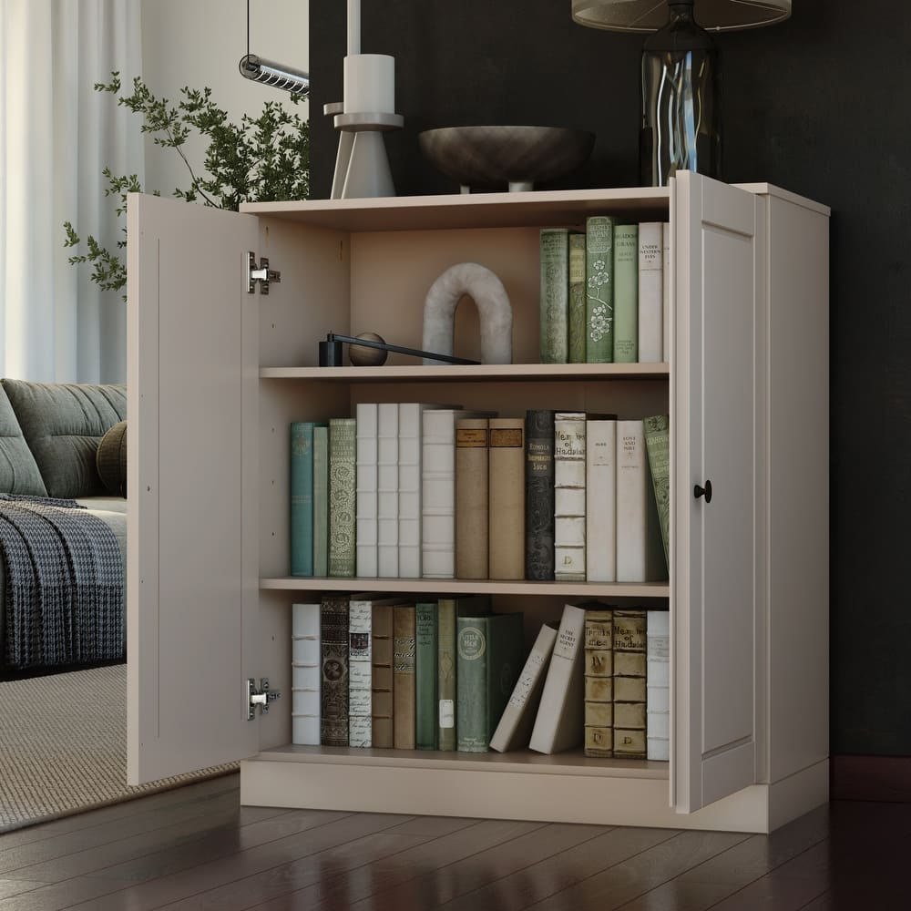 Palace Imports 100% Solid Wood 3-Shelf Bookcase, Adjustable Shelves, 32" Wide, 35.75" Tall