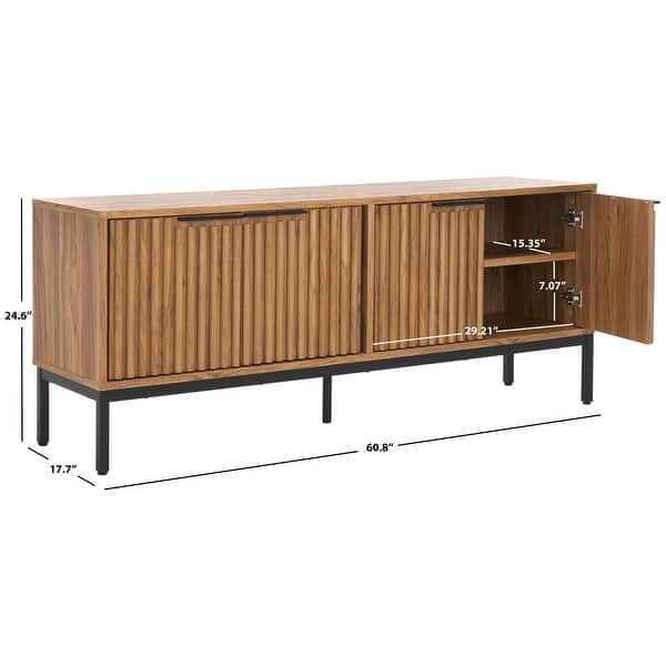 dimension image slide 0 of 5, SAFAVIEH Lylia 4-Door Entertainment Media Stand (Fits up to 65" Flatscreen TV) - 60.8 in. x 17.7 in. x 24.6 in.