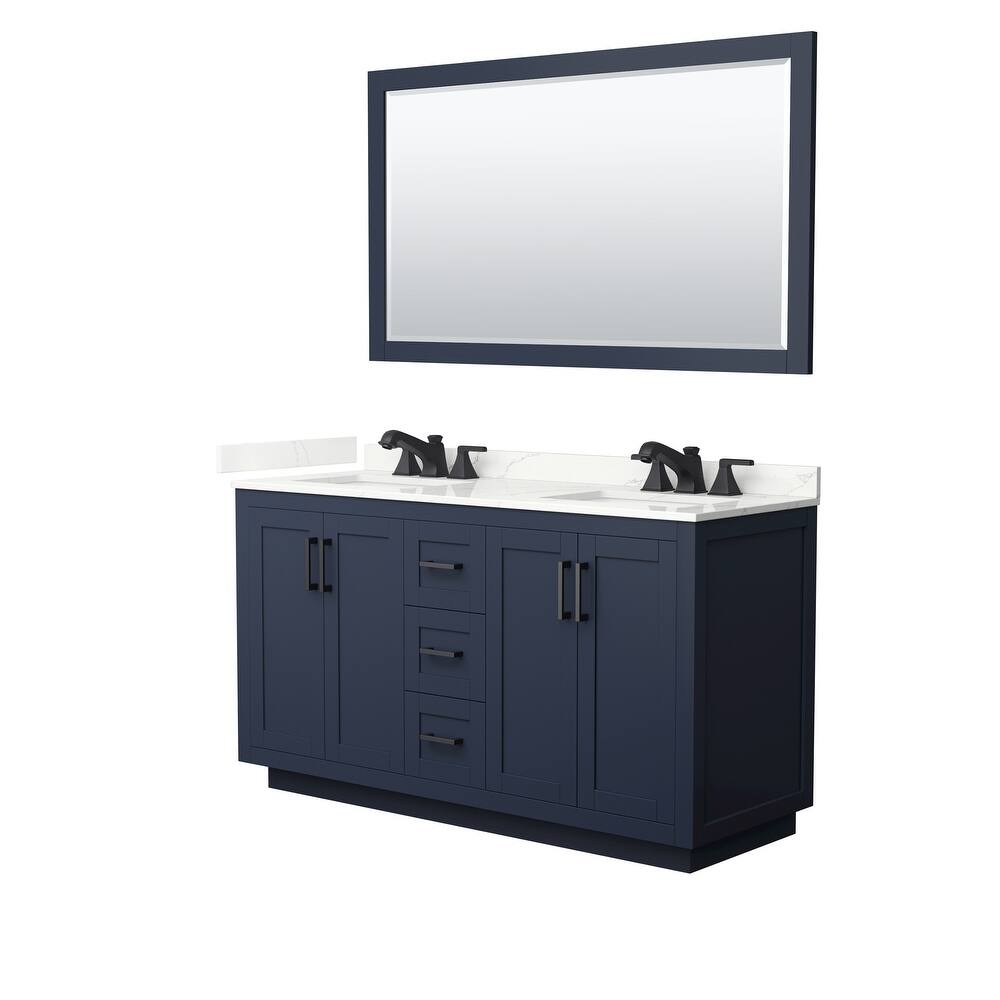 Miranda 60-inch Double Vanity, Quartz Top, 58-inch Mirror