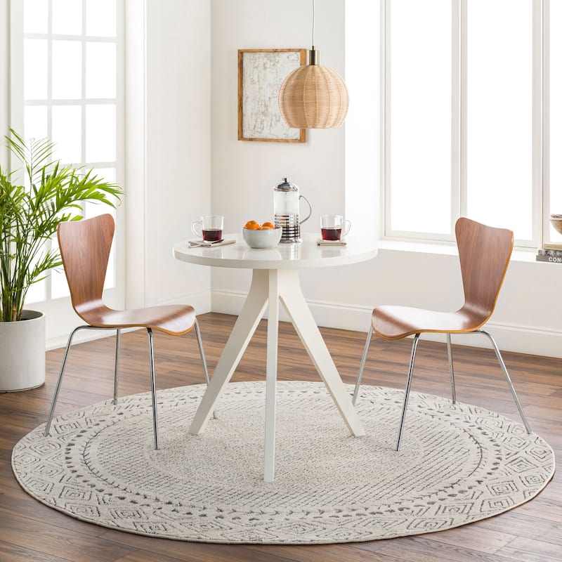 Livabliss Bahar Eclectic Border Area Rug - Medium Grey - 7'10" x 7'10" Round
