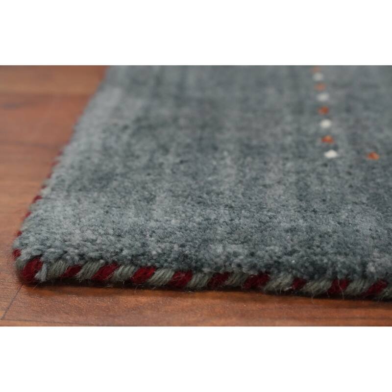 Hand Knotted Oriental 100% Wool Carpet Tribal Animal Pictorial Greys & Charcoal Gabbeh Area Rug - 6' 0'' X 2' 8''