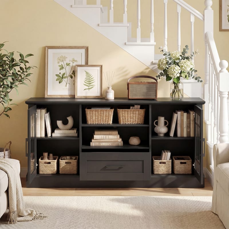 Gymax Farmhouse TV Stand for TVs up to 70'' Entertainment Media Center