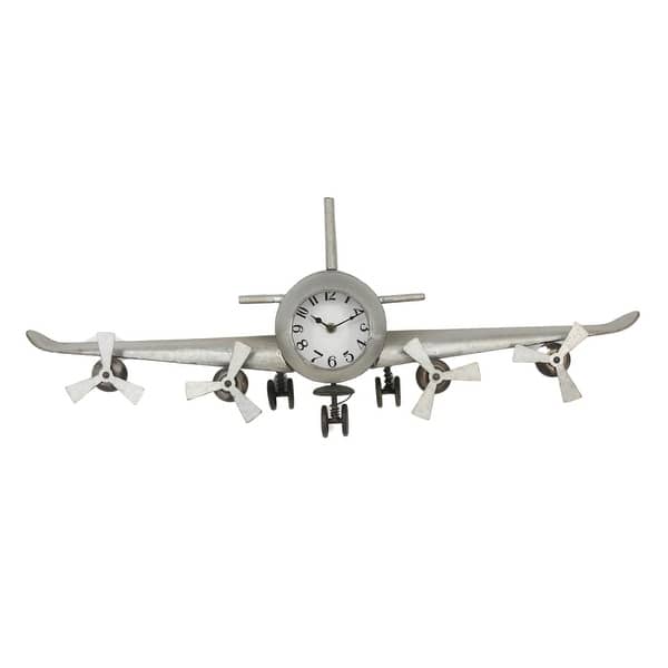 VIP Metal 34 Gray Vintage Airplane Wall Clock Bed Bath