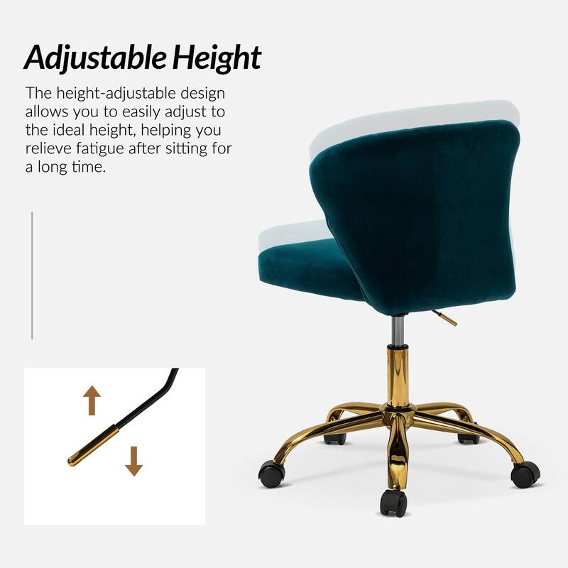 Ilia Modern Velvet Wingback 360 degree Ergonomic Office Task Chair with Channel Tufted Back by HULALA HOME