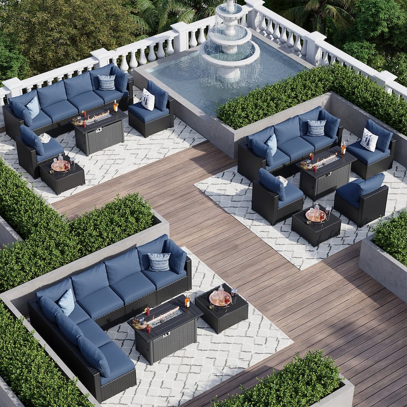 Wicker Rattan Patio Sectional Sofa Set