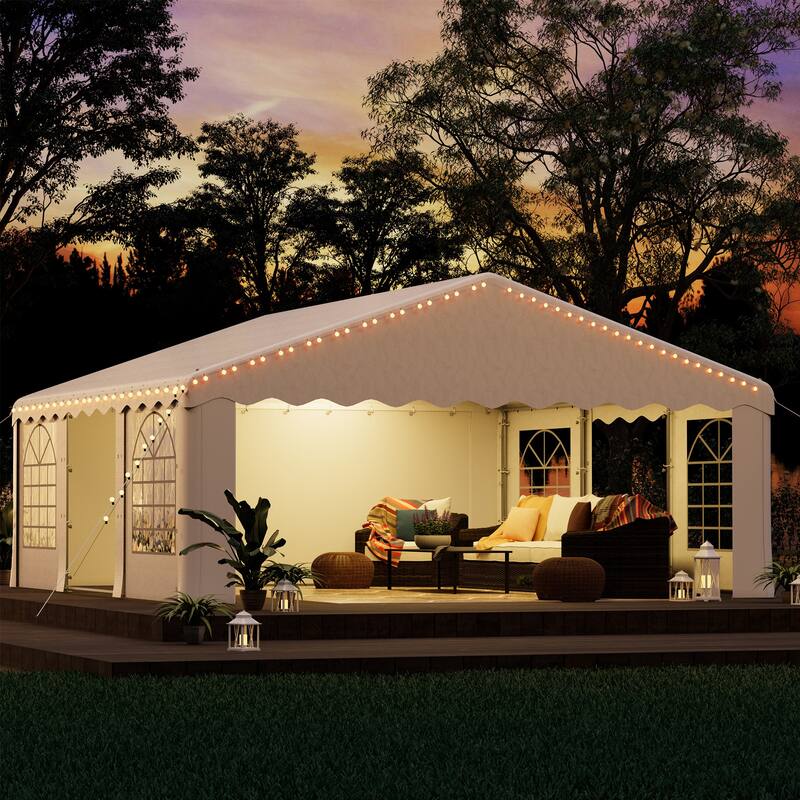 Durable Party Tent Gazebo for Events, Weddings, and BBQs - Includes Removable Sidewalls with Windows & Storage Bags, White
