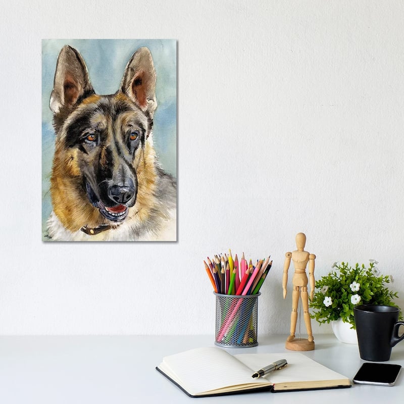 iCanvas "Brains and Brawn - German Shepherd Dog" by Judith Stein Canvas Print - 12x8x0.75
