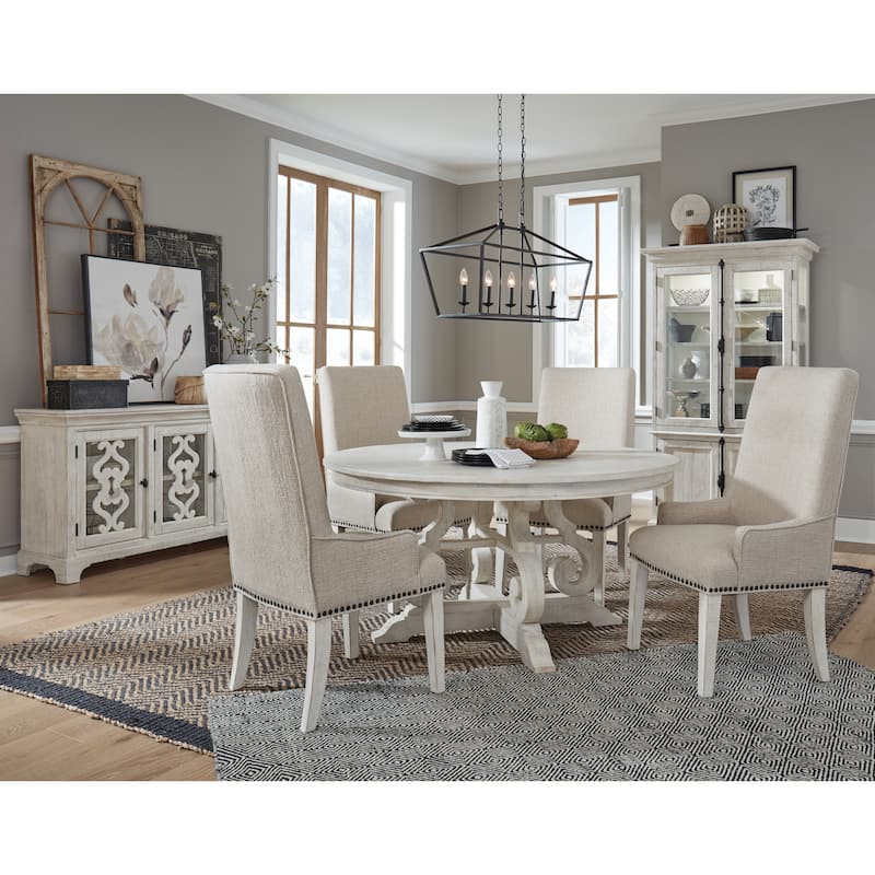 Magnussen Home Bronwyn Alabaster And Toasted Nutmeg Upholstered Host Chair Two Pack - 23''W x 29''D x 45''H
