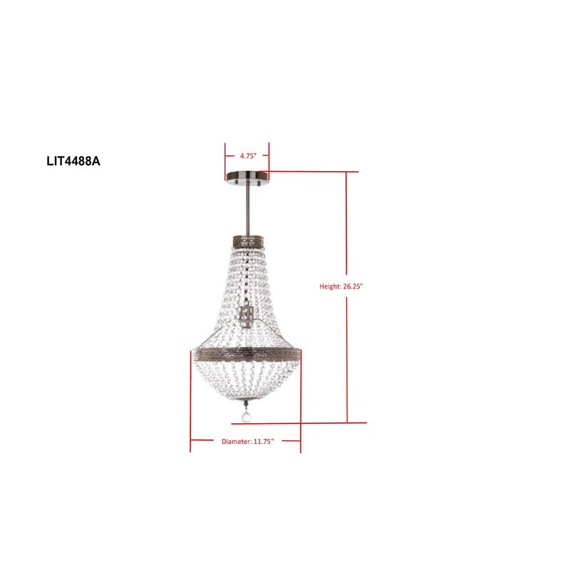 SAFAVIEH Lighting Alethea Grand 1-Light Nickle/ Clear Pendant Lamp - 11.75"x11.75"x26.25" - Nickel/Clear - 12Wx12Dx26H