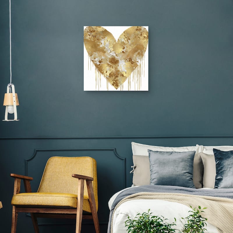 Big Hearted Gold and White by Lindsay Rodgers Canvas Art Print