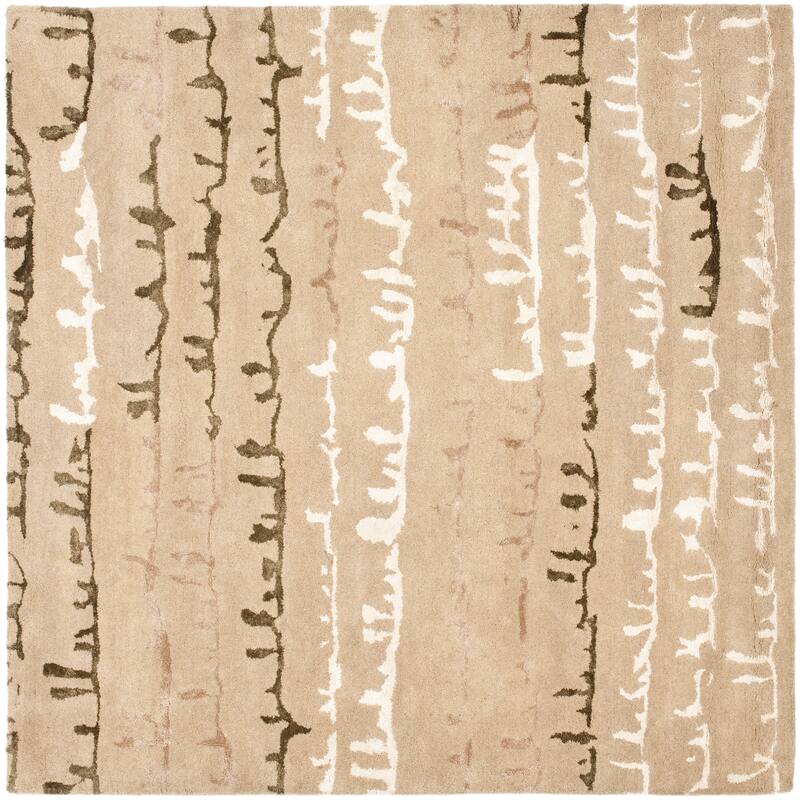SAFAVIEH Handmade Soho Asia N.Z. Wool Rug - 6' Square - Beige/Multi