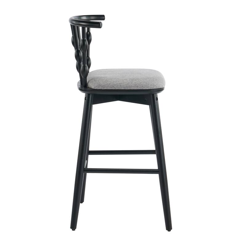 Roomfitters Doria Indoor Wooden Barstools with Hourglass Backrest, Upholstery Set of 2 - Set of 2