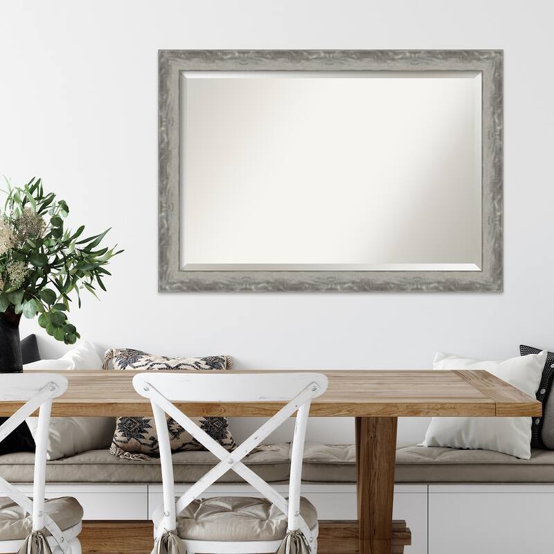 Beveled Wall Mirror - Waveline Silver Narrow Frame - Waveline Silver Narrow