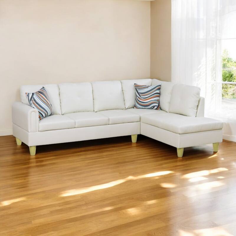 KISRAIS 97" Wide 2-Piece Vegan Leather Sectional Sofa Set without Ottoman for Small Space
