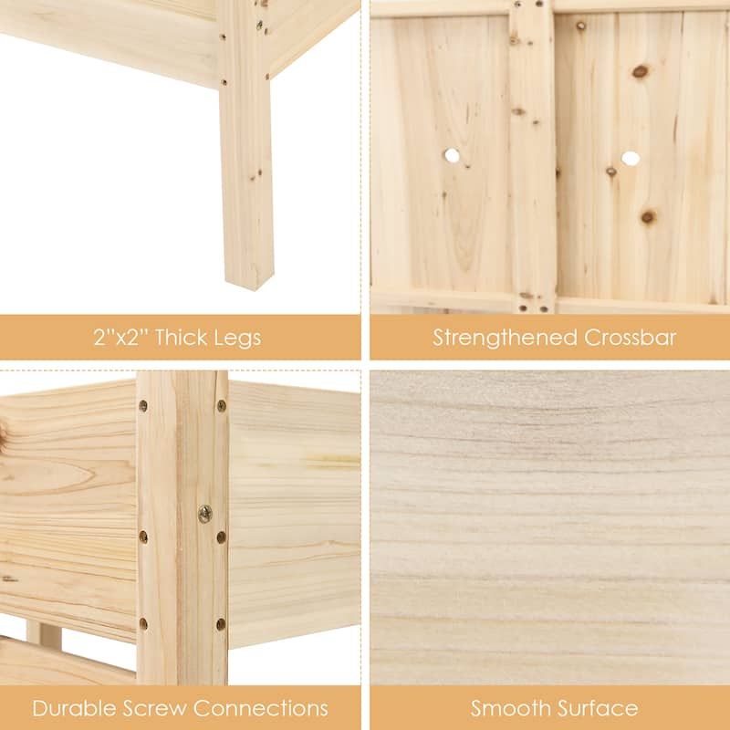 Set of 2 Raised Garden Bed 2 Tier Elevated Wood Planter Box