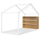preview thumbnail 6 of 23, Twin Size Metal Wood House Bed Frame with Shelves and Lights for Kids, Boys and Girls
