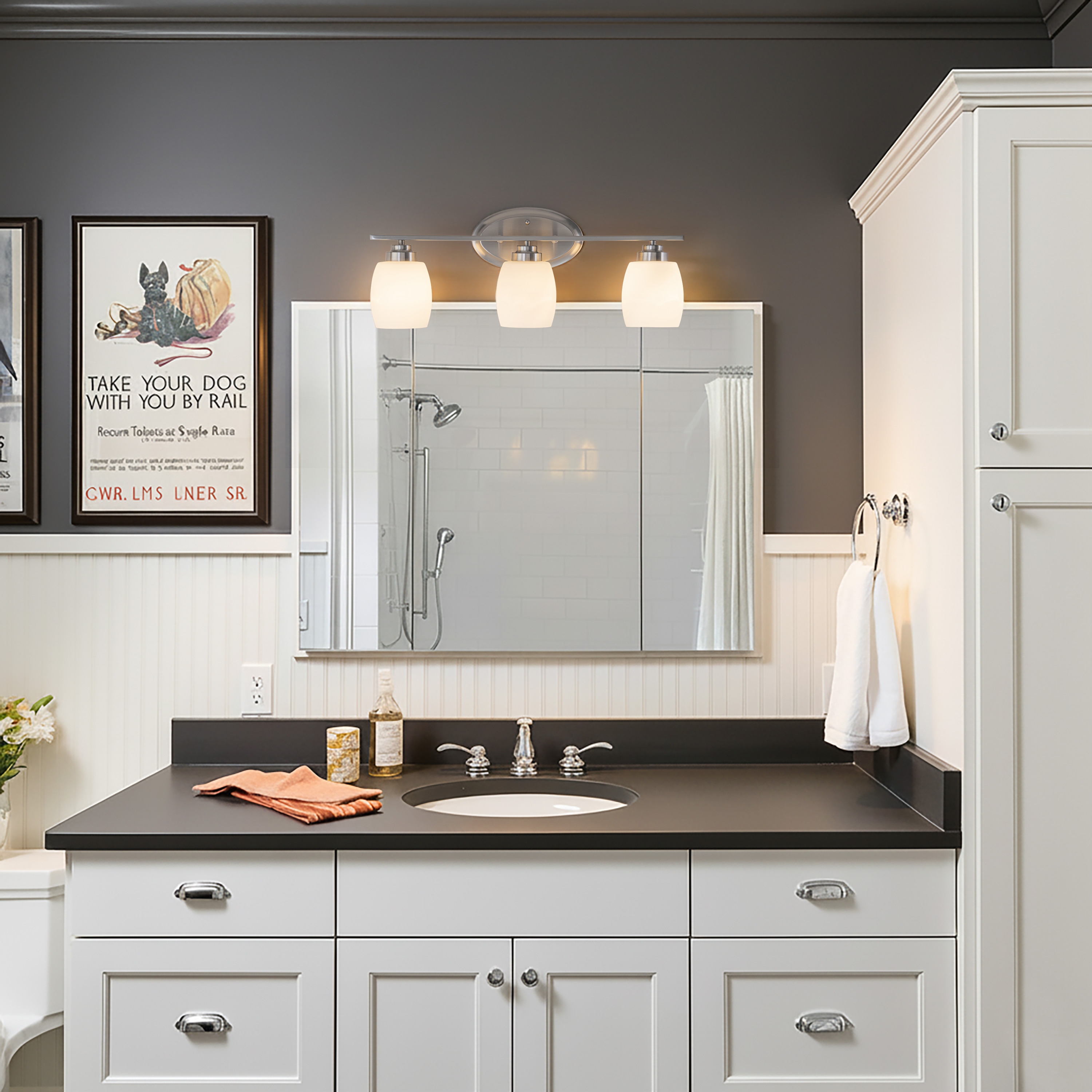 C Cattleya Vanity Light Indoor Wall Sconce Light with White Opal Glass