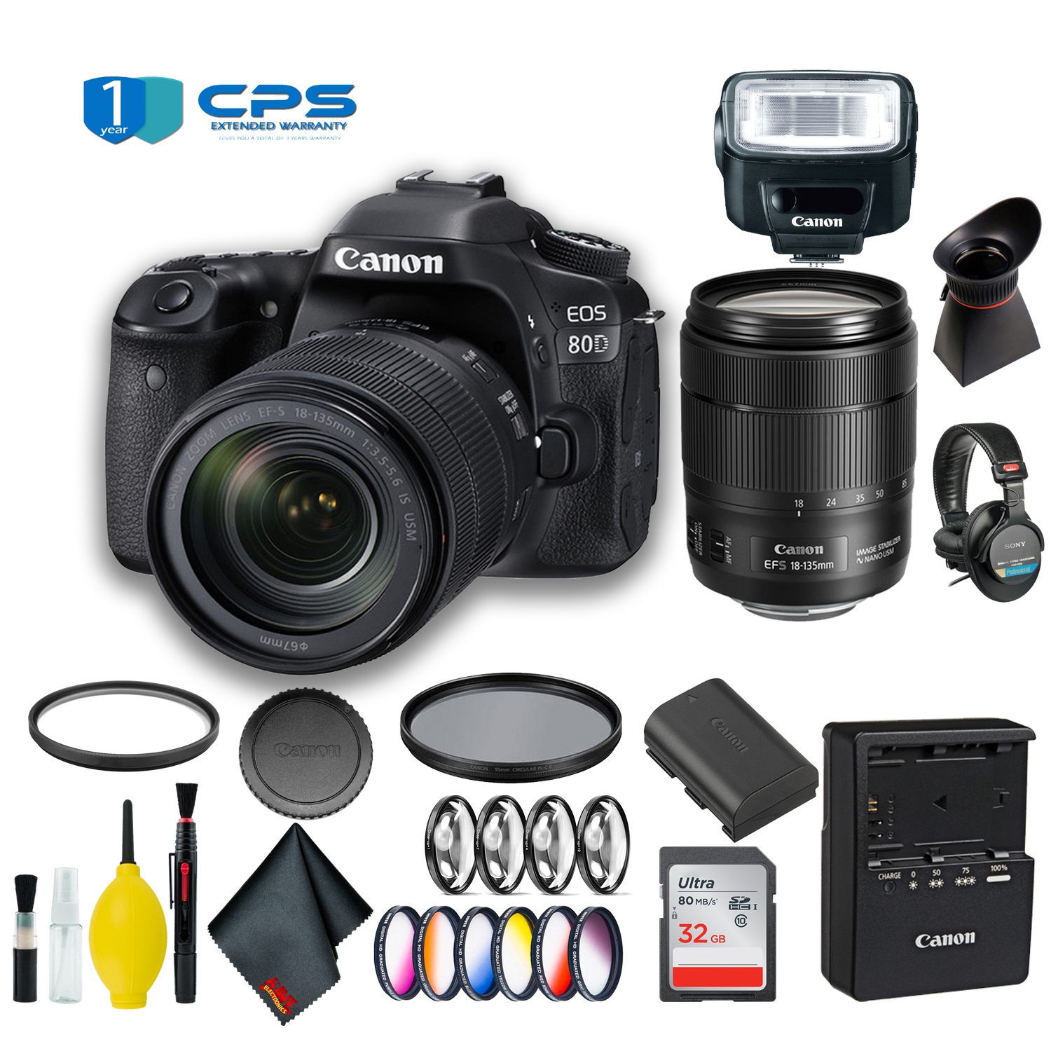 Canon Eos 80d Dslr Camera With 18135mm Lens Accessory Bundle