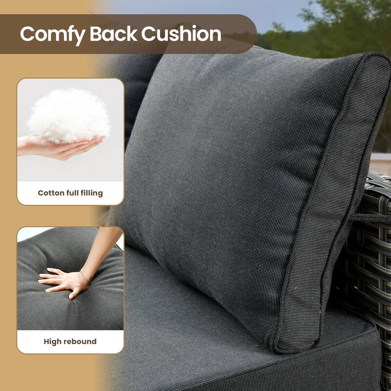 XIZZI 8-Piece Outdoor Wicker Furniture Sectional Swivel Chairs Set