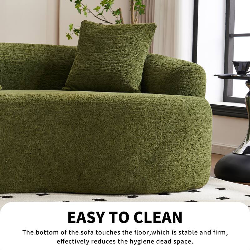 Chenille Floor Standing Curved Sectional Sofa Modular Lounge Sleeper Couch Full Compression Sponge Sofa with Pillows