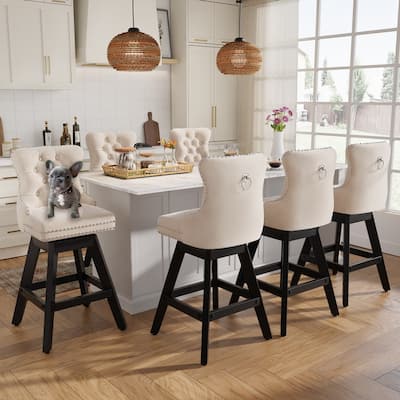 Swivel Velvet Leisure Counter Bar Stools Set of 8