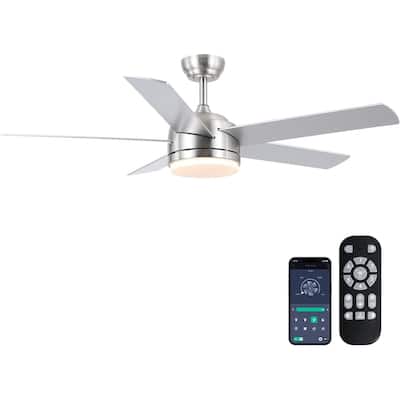 46 Inches Downrod Ceiling Fan with Light and Remote,Quiet DC Motor,Reversible Blades - 46 Inches