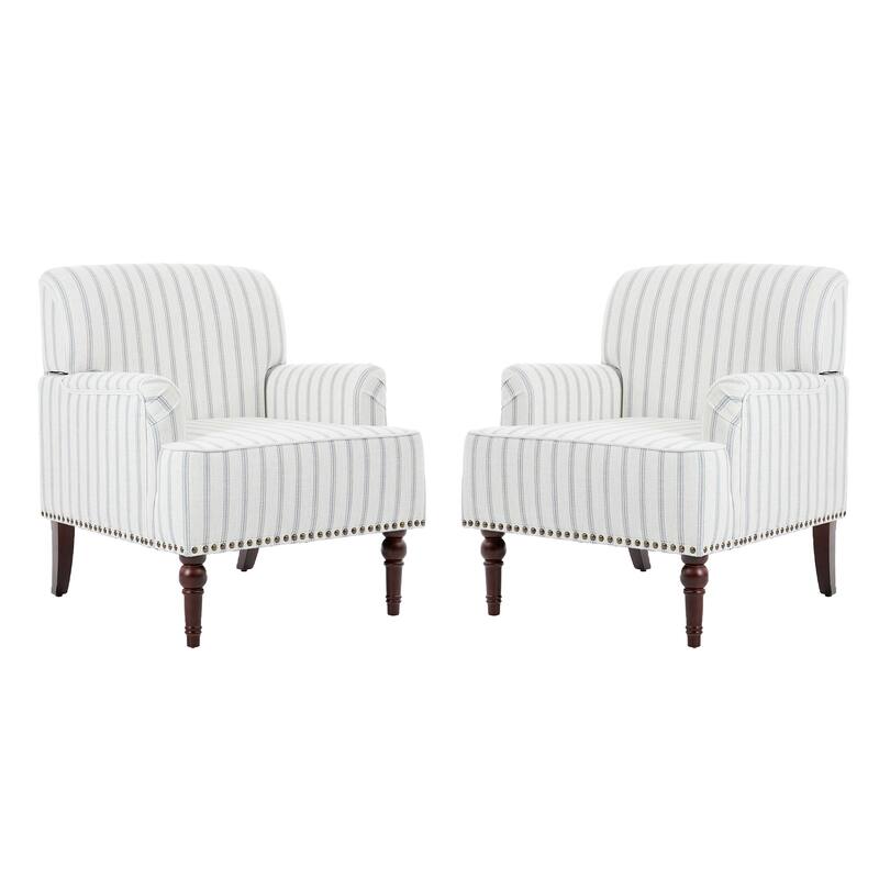 Linen Upholstered Armchair Nailhead Trim Accent Chair