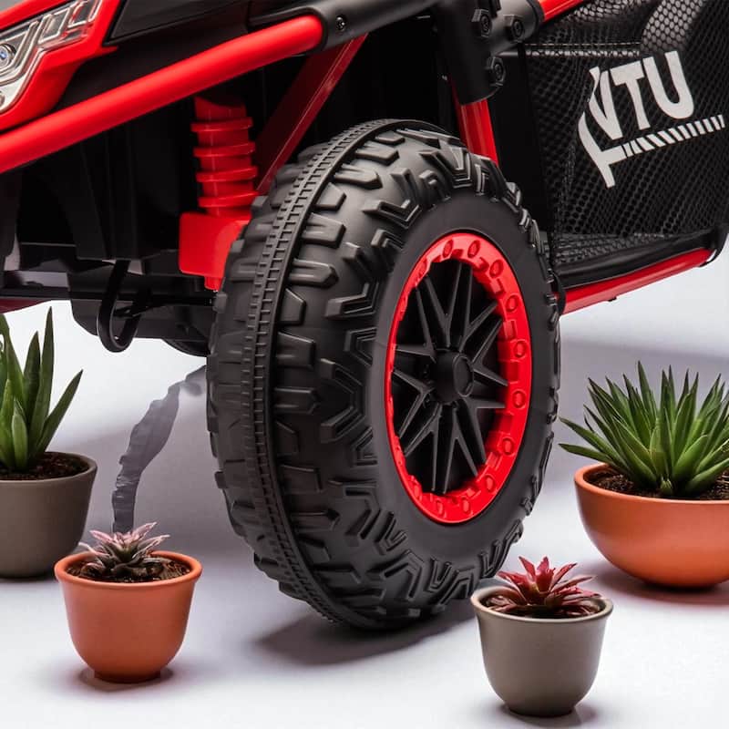 24V Two-Seater Kids Ride-On UTV with Remote Control, Bluetooth, LED Lights, and Four-Wheel Suspension for Kids 3+