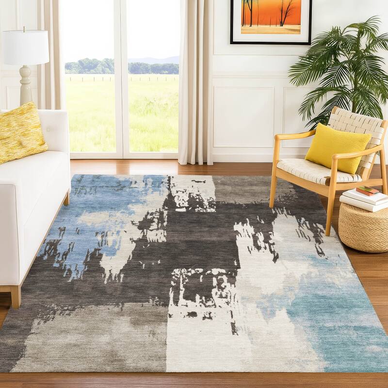 Machine Washable Indoor/ Outdoor Contemporary Fusion Chantille Rug