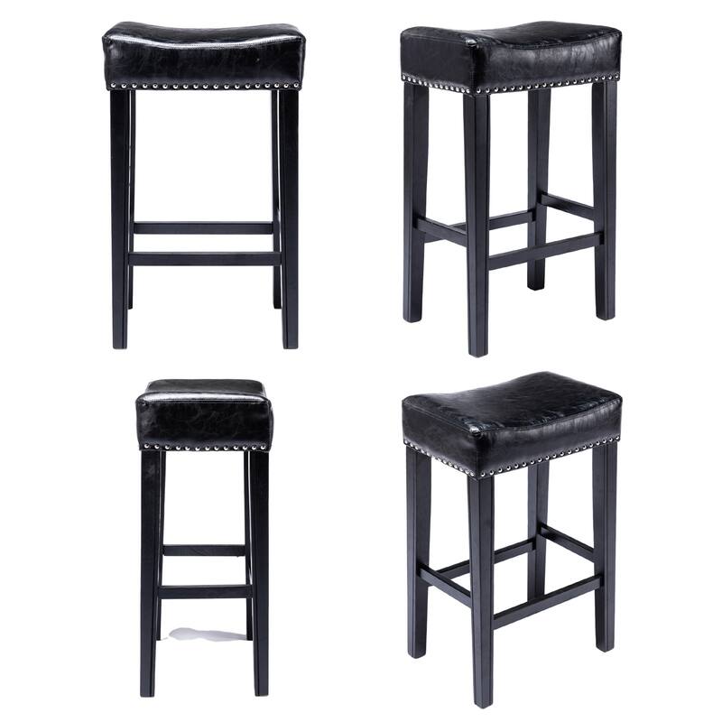 Counter Height Upholstered Bar Stools with Footrest Set of 2