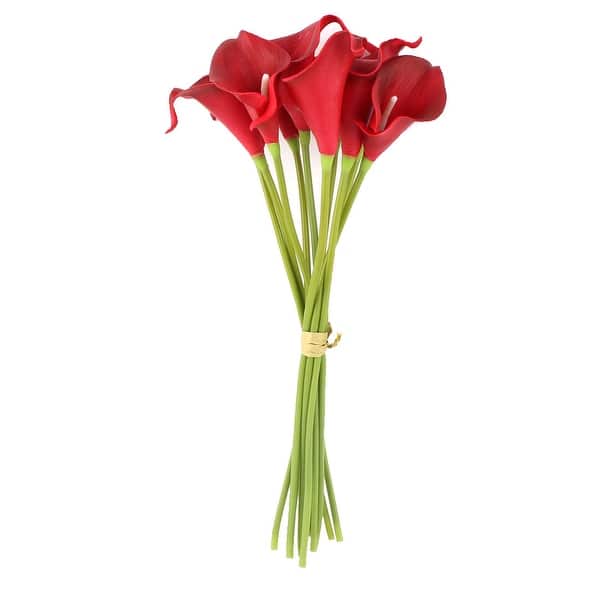 Wedding Home Party Calla Lily Artificial Manmade Flower Bouquet Red 10 ...