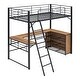 preview thumbnail 5 of 7, Black Twin Metal Loft Bed with Shelves & Desk