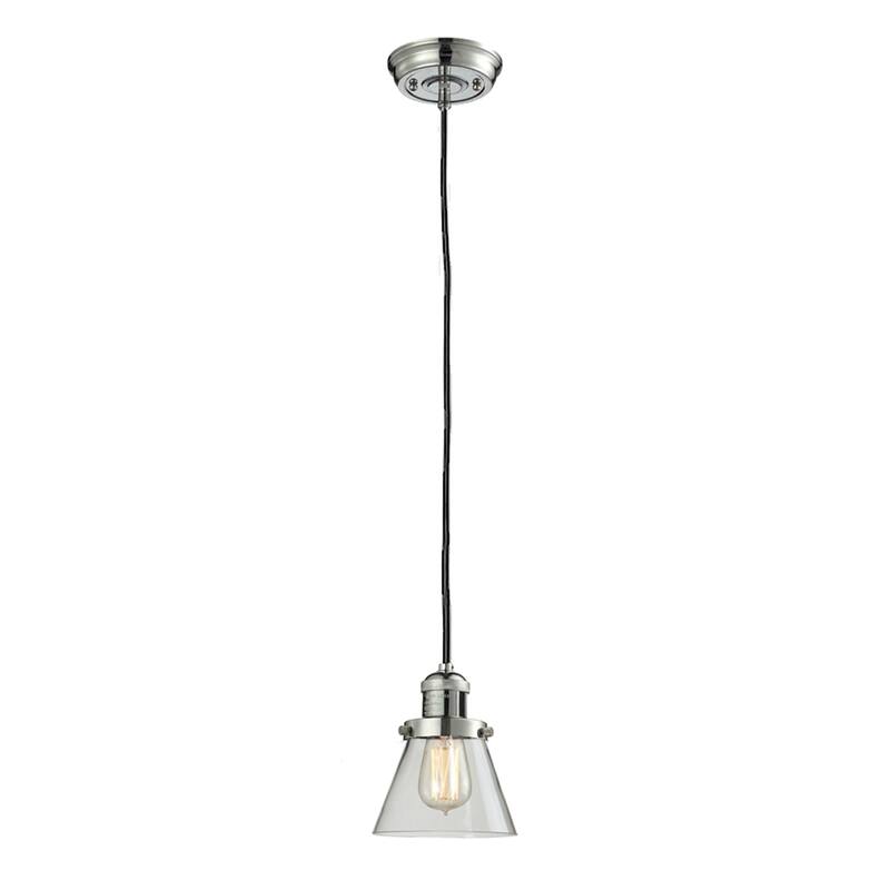 Innovations Lighting Franklin Restoration Cone - 1 Light 6" Cord Hung Mini Pendant - Clear/Polished Nickel