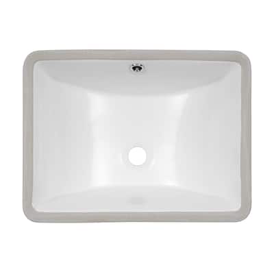 Lordear 18.25'' Undermount Vessel Sink Modern Pure White Rectangle Ceramic Bathroom Sink