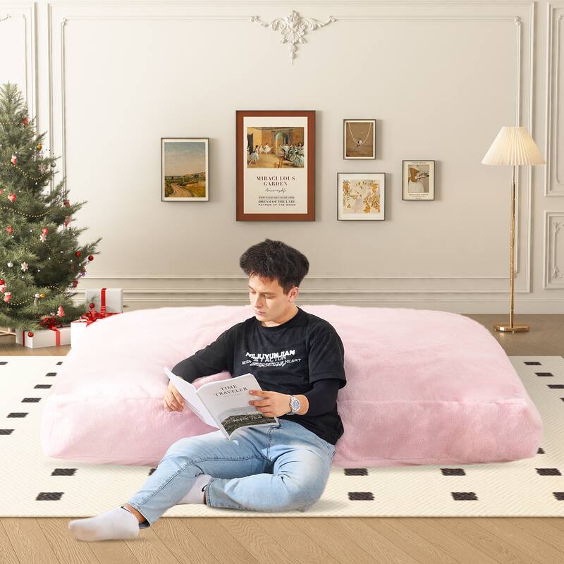Convertible Bean Bag Chair Bed with Side Pocket and Washable Cover for Living Room Bedroom