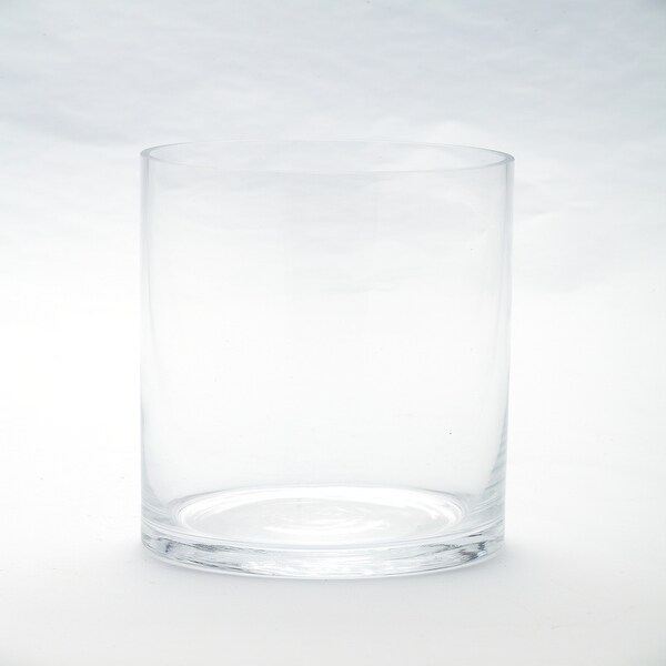 8" Clear Cylindrical Handblown Glass Vase - N/A