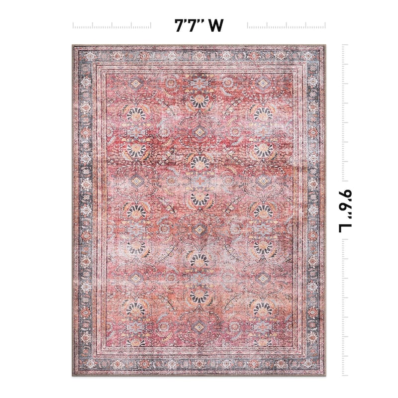 World Rug Gallery Vintage Inspired Machine Washable Non Slip Area Rug