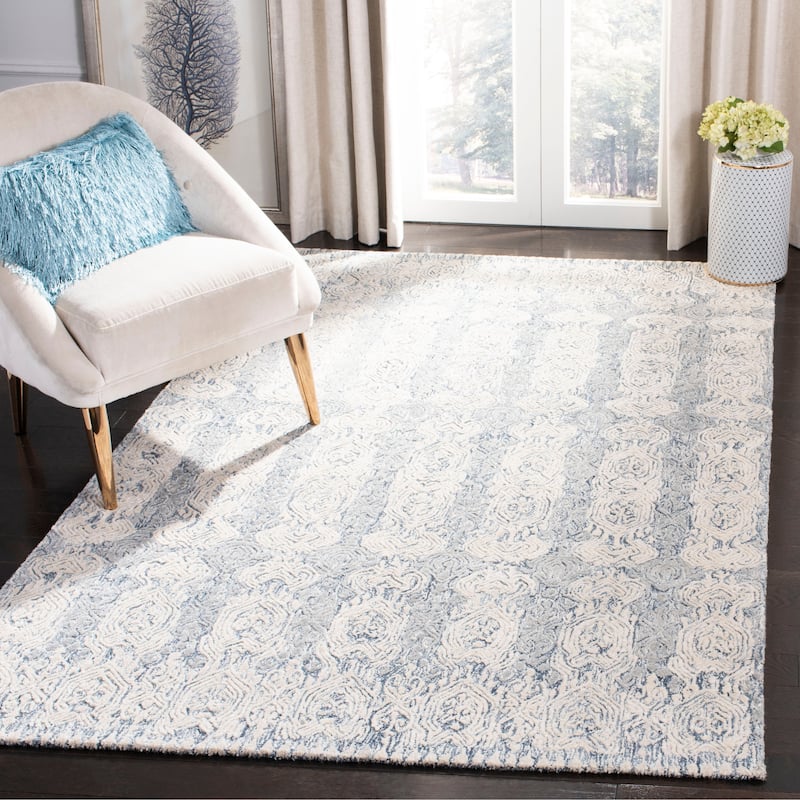 SAFAVIEH Handmade Glamour Mehrangiz Modern Viscose Rug - 2' x 3' - Blue/Ivory