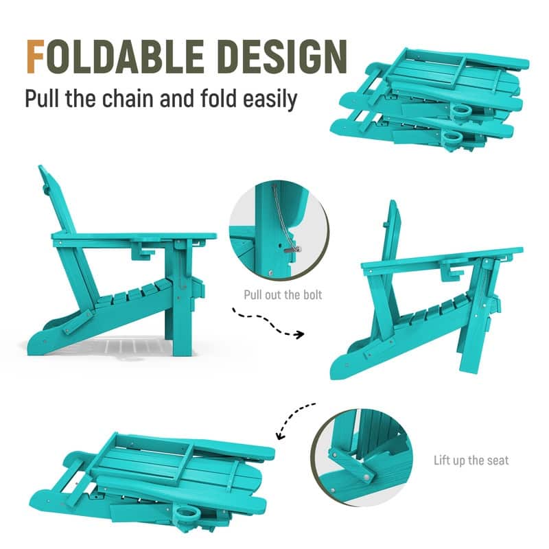 3-Position Reclining Folding Outdoor Chair – PE Wood Grain, Weather-Resistant