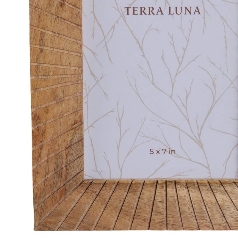 Wood Glass Picture Frame Construction Textured Boho Style - 5x7" Brown