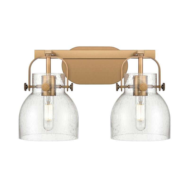 Innovations Lighting 423-2W-10-17 Pilaster II Bell Vanity Pilaster II - Brushed Brass / Seedy