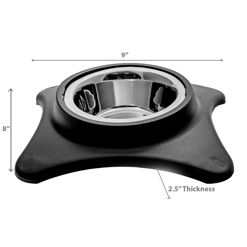 IH Casa Decor Stainless Steel Single Pet Bowl With Stand Gray - Set of 2