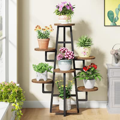 7 Tier Plant Stand Indoor, Tall Plant Shelf for Multiple Plants, Wooden Corner Plant Pots Holder Rack Flower Stand Shelf