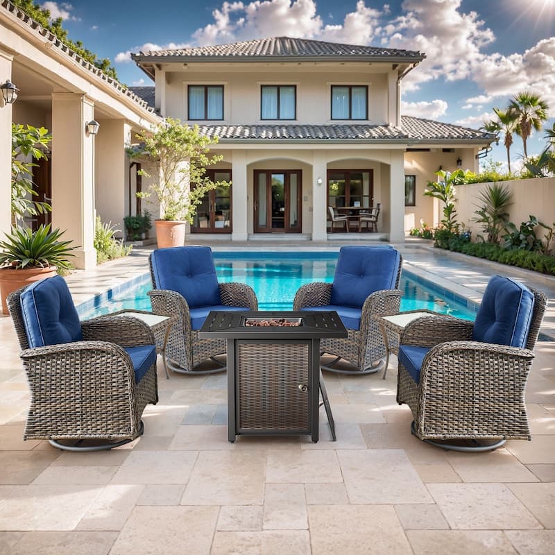 Gymojoy Outdoor Patio Chair & Fire Pit Set Luxurious Comfort Conversation Set