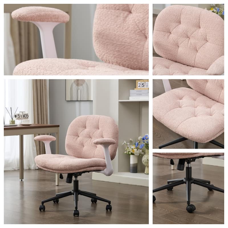 Cross Legged Office Chair with Flip-up Armrests and Wheels, Wide Seat