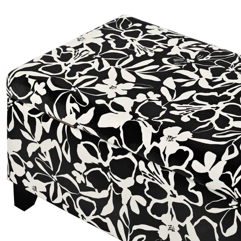 Versatile Floral Patterned Ottoman for Home with Hidden Compartment