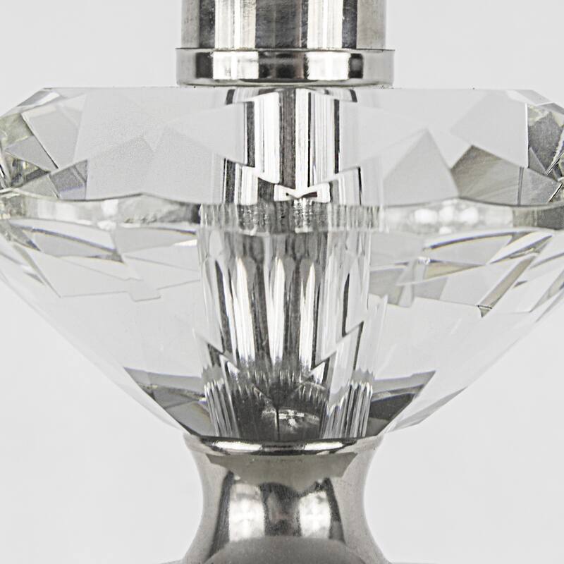 Diamond Torch 25.75" Crystal Table Lamp Set Polished Nickel & Off-White w/ Dark Grey Trim Shades