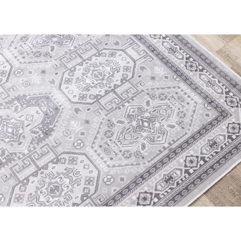 Victoria Collection - Grey/White Triple Medallion Rug